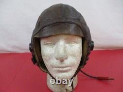 WWII US Army Air Force AAF Type A-11 Leather Flying Helmet Wired Size Medium