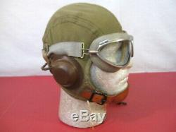 WWII US Army Air Force AAF Type A-8 Flying Helmet withGoggles ID'd 1941 XLNT