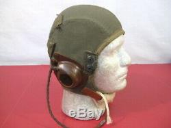 WWII US Army Air Force AAF Type A-9 Flying Helmet Wired Sz X-Large XLNT
