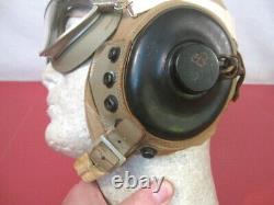 WWII US Army Air Force AAF Type AN-H-15 Flying Helmet Wired withGoggles LG 1944