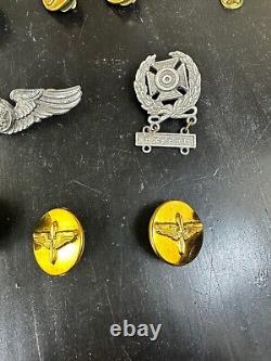 WWII US Army Air Force Airman Pin Lot of 14 Air Crew Sterling wings badge USAAF
