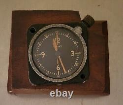 WWII US Army Air Force Aviation Cockpit 8 Day Clock In Wood Mount/for Repair