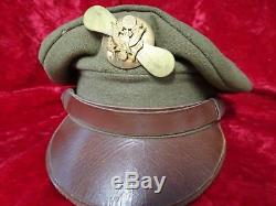 WWII US Army Air Force Crusher Hat Embellished EM Cap Badge with Brass Propeller