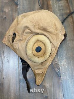 WWII US Army Air Force Leather Pilot Flight Helmet Type A-11 / Size Med