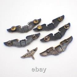 WWII US Army Air Force Pilot Wings Set of 5 Aviator Wings Pin Sterling Silver