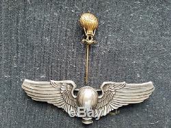 WWII US Army Air Force Sterling Silver Balloon Pilot Wings Made by CWP