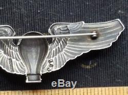 WWII US Army Air Force Sterling Silver Balloon Pilot Wings Made by CWP