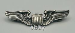 WWII US Army Air Force Sterling Silver Full Size Pilot Wings 3 Clutch Back