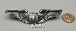 WWII US Army Air Force Sterling Silver Full Size Pilot Wings 3 Clutch Back