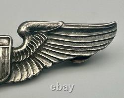 WWII US Army Air Force Sterling Silver Full Size Pilot Wings 3 Clutch Back