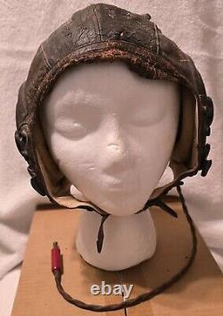 WWII US Army Air Force Type A-11 Leather Flight Helmet SEE DESCRIPTION