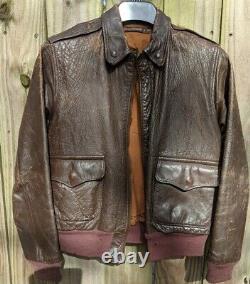WWII US Army Air Force Type A-2 Leather Flight Jacket Bomber Original HTF sz 38