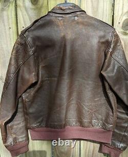 WWII US Army Air Force Type A-2 Leather Flight Jacket Bomber Original HTF sz 38