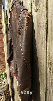 WWII US Army Air Force Type A-2 Leather Flight Jacket Bomber Original HTF sz 38