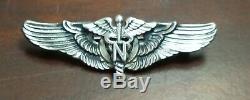 WWII US Army Air Force USAAF Flight Nurse Wings Pin-Back Meyer 2 inch Sterling