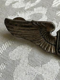 WWII US Army Air Forces 3 Sterling Silver Service Pilot Wings Jacket Pin #2