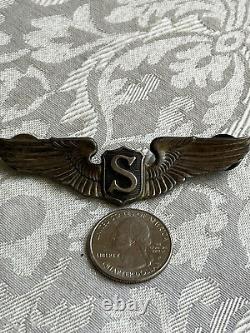 WWII US Army Air Forces 3 Sterling Silver Service Pilot Wings Jacket Pin #2