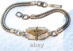 WWII US Army Air Forces Wings Sweetheart Bracelet Durocharm Sterling sz7 WW2