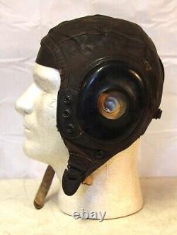 WWII US Army Air Forces leather pilot flight helmet Nice condition