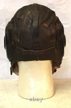 WWII US Army Air Forces leather pilot flight helmet Nice condition