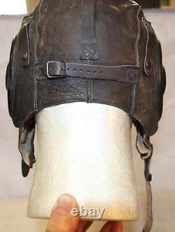 WWII US Army Air Forces leather pilot flight helmet Nice condition