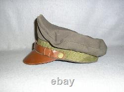 WWII US Army Officers Cap Crusher Chocolate Visor Hat withBadge Army Airforce AAF