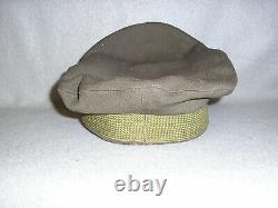 WWII US Army Officers Cap Crusher Chocolate Visor Hat withBadge Army Airforce AAF