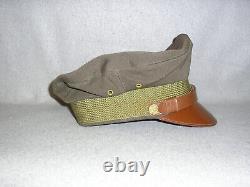 WWII US Army Officers Cap Crusher Chocolate Visor Hat withBadge Army Airforce AAF
