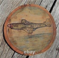 WWII US Military 8th Army Air Force Leather Patch Art, Bomber P-51-D Mustang D