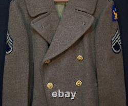 WWII USAAF 2nd Army Air Force Staff Sergeant'AE CLARK' Overcoat Wool 36R 1942