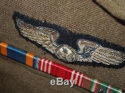 WWII USAAF Army Air Force Ike Jacket Bullion Wings Patch Wolf Brown Ribbon Bar