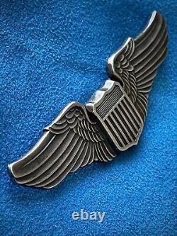WWII USAAF Army Air Force LGB Pilot Wing Pin Back 3 Inch