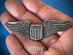 WWII USAAF Army Air Force LGB Pilot Wing Pin Back 3 Inch