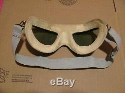 WWII USAAF Army Air Force Type AN6530 green lense flight goggles with extra lenses