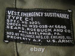 WWII USAAF Army Air Force Type C-1 Emergency Sustenance Vest NICE RARE #1