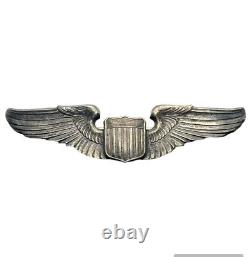 WWII USAAF Military Army Air Force Pilot wings sterling silver brooch pin