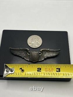 WWII USAAF Military Army Air Force Pilot wings sterling silver brooch pin