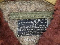 WWII USAAF US ARMY AIR FORCE Type B-15 Flight Flying Bomber Jacket Sz 36, Good