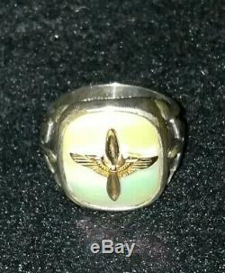 WWII WW2 Army Air Corp Pilots Aviation Ring Air Force Sterling Silver 925