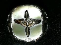 WWII WW2 Army Air Corp Pilots Aviation Ring Air Force Sterling Silver 925