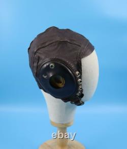 WWII WW2 US Army Air Force Type A-11 Leather Flight Helmet Cap Small