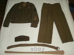 WWII World War 2 US Army Air Force Ike Jacket Uniform with Hat Belt Pants Tie