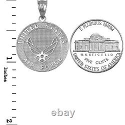 White Gold US Air Force Medallion Pendant Necklace