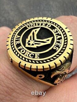 Without Stone US Air Force Military Army Men's Ring In 14K Yellow Gold Plated