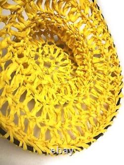 Woman hat summer fashion headpiece fascinator wide brim sun party wedding yellow