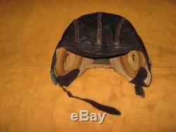 Ww II Us Army/air Force A-11 Leather Pilot's Helmet Cap