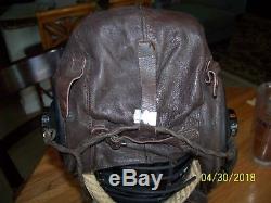 Wwii Airforce, Us Army Leather Helmet A-11, Oxygen Mask A-14 And Protective Bag