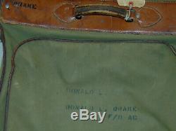 Wwii B-4 Canvas Leather Air Force/army Named Flight Bag Suitcase Fmm