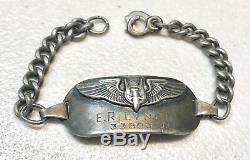 Wwii Us Army Military Air Force Insignia Air Gunner Wings Sterling Bracelet