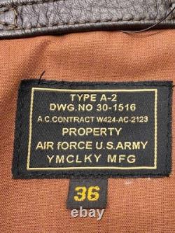 YMCLKY LEATHER JACKET BLUSON 36 Brown SOLID TYPE A-2 ARMY AIR FORCES Used